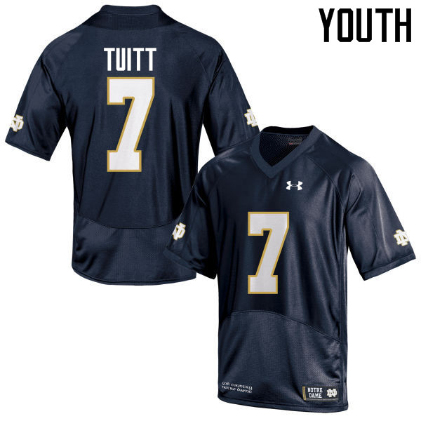 Youth #7 Stephon Tuitt Notre Dame Fighting Irish College Football Jerseys-Navy Blue